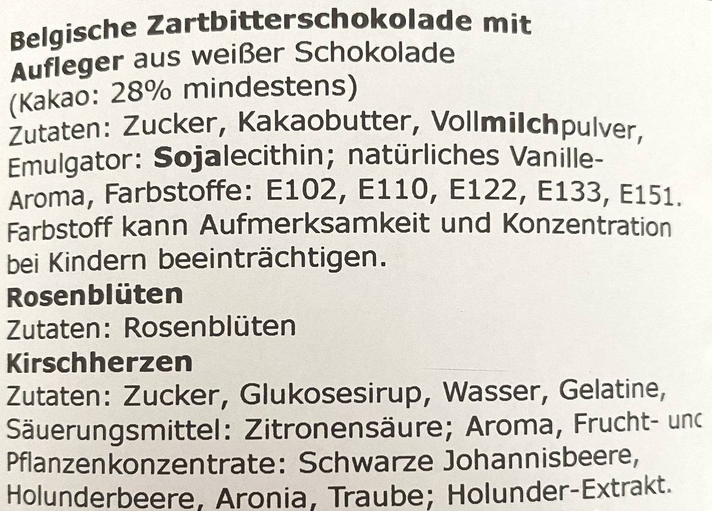 Zartbitterschokolade ``Ich liebe dich``