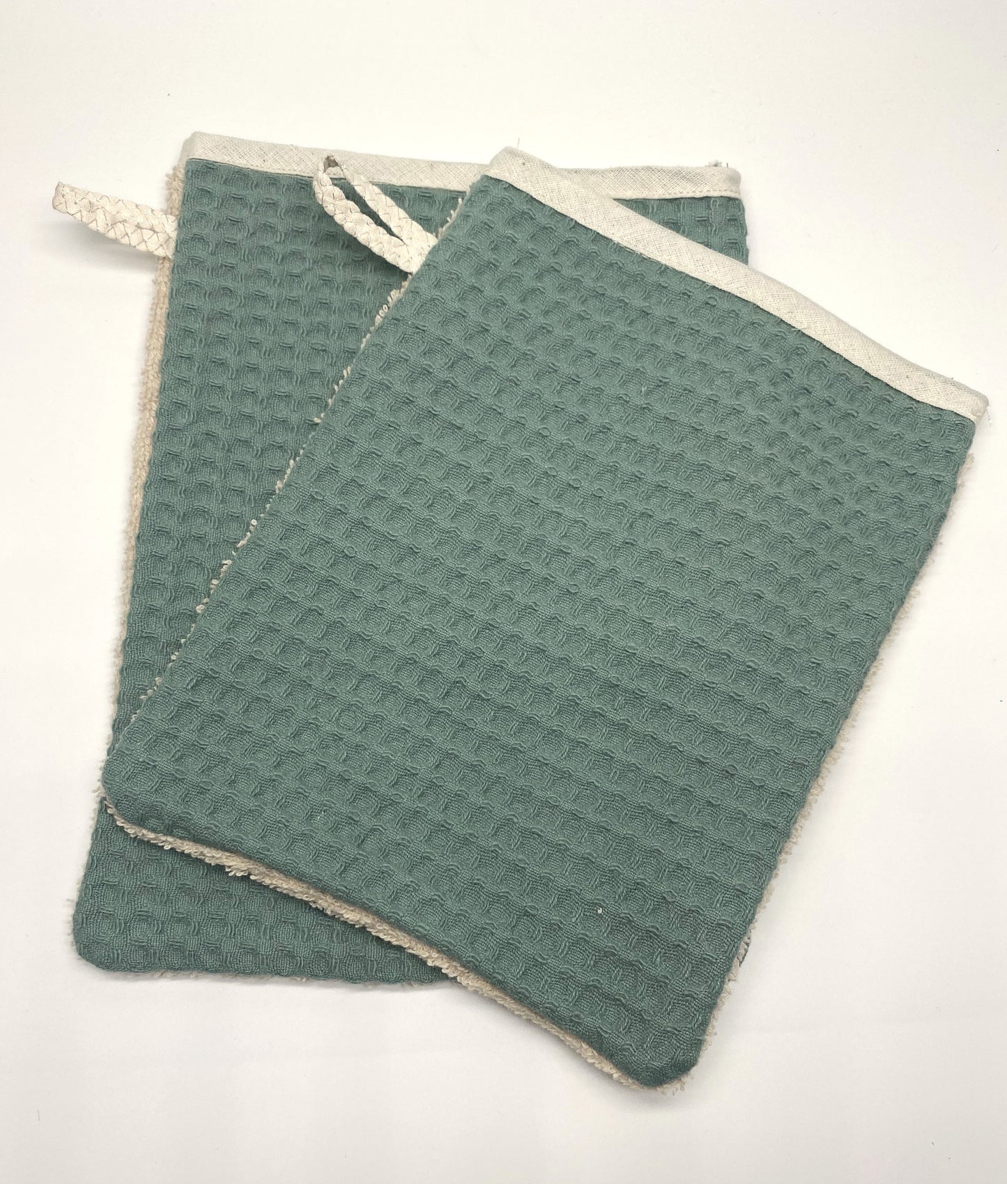 Waschhandschuh aus Frottee & Waffelpique