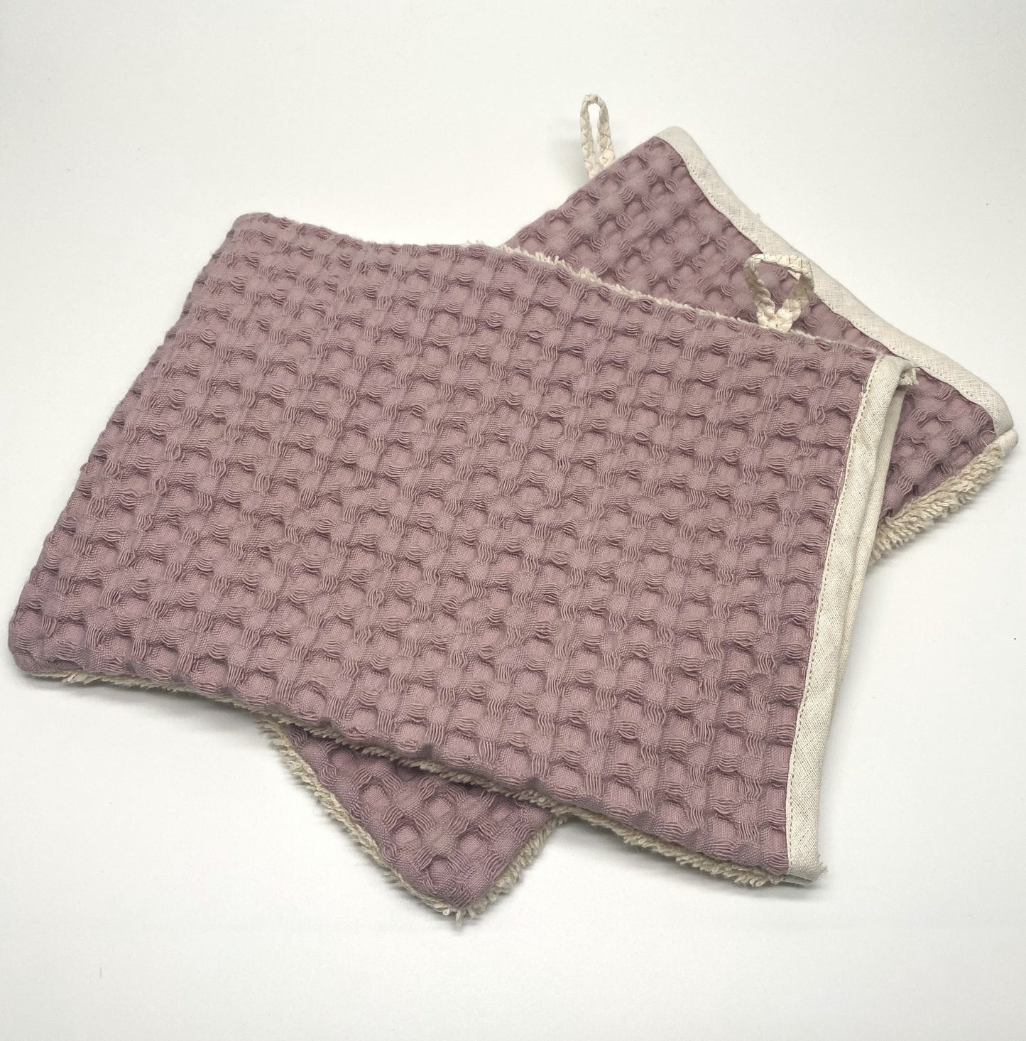 Waschhandschuh aus Frottee & Waffelpique
