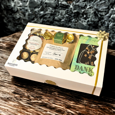 Elegante Geschenkbox mit Kaffee und Pralinen