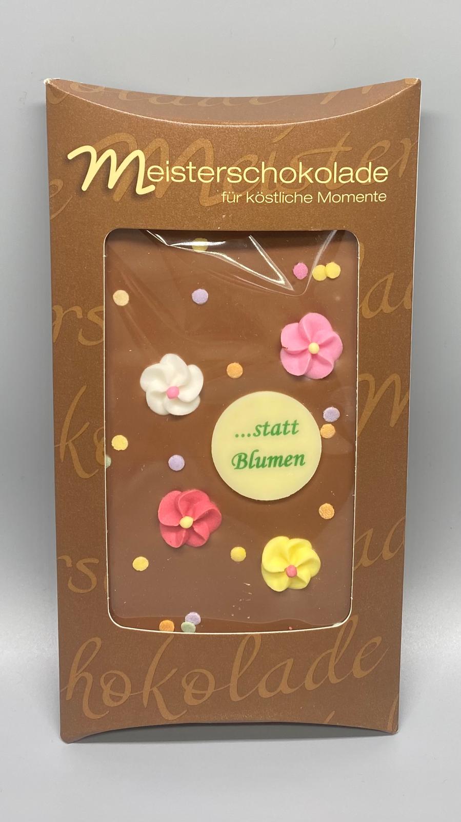 Vollmilchschokolade, mit Blumen handverziert -AB 25.03. wieder verfügbar!