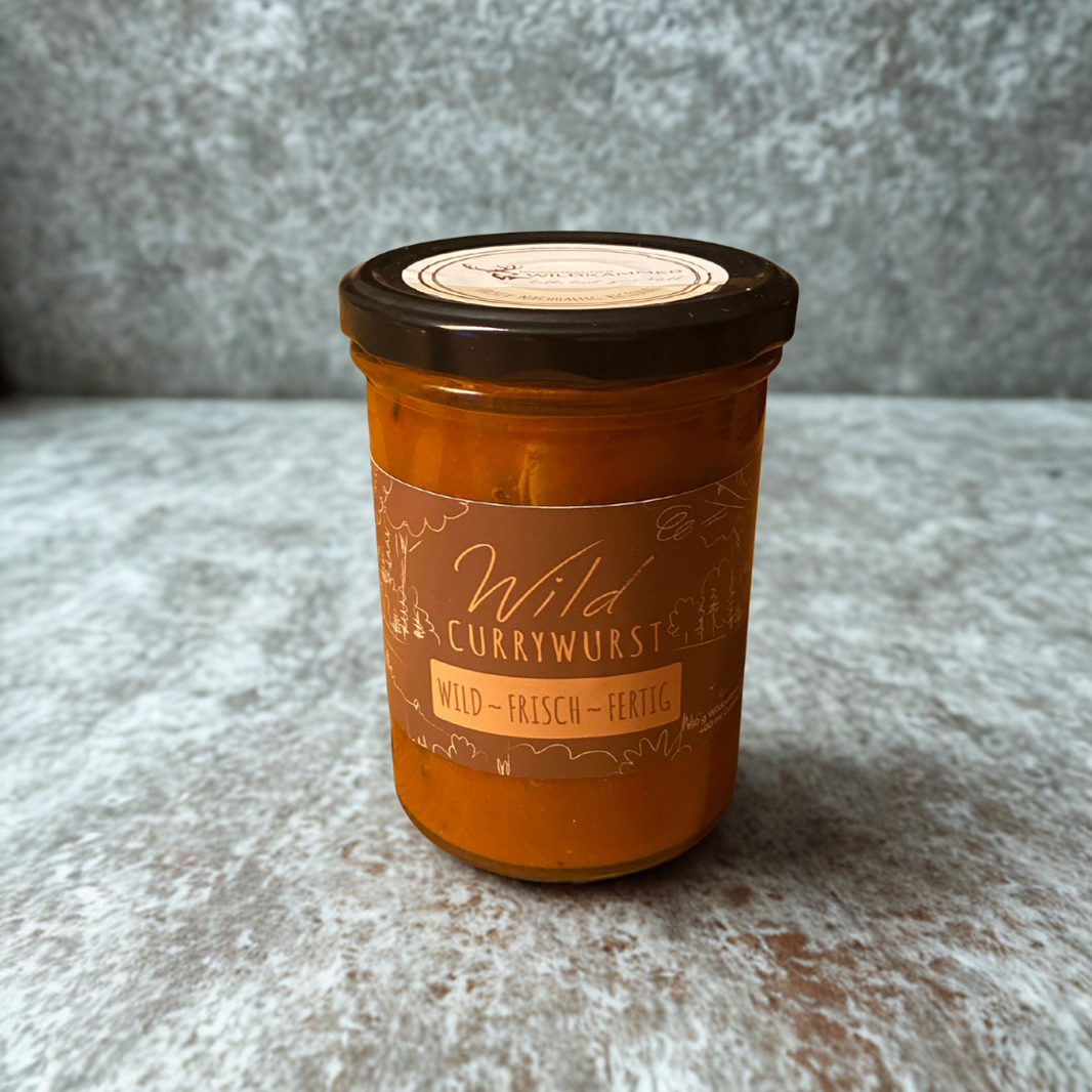 Currywurst aus Wildfleisch in Sauce