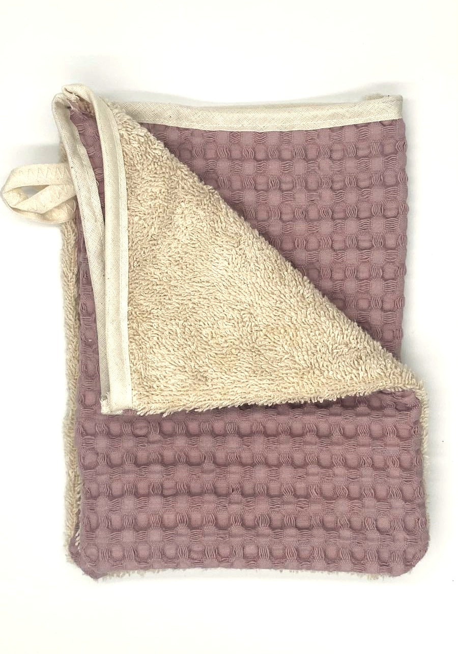 Waschhandschuh aus Frottee & Waffelpique