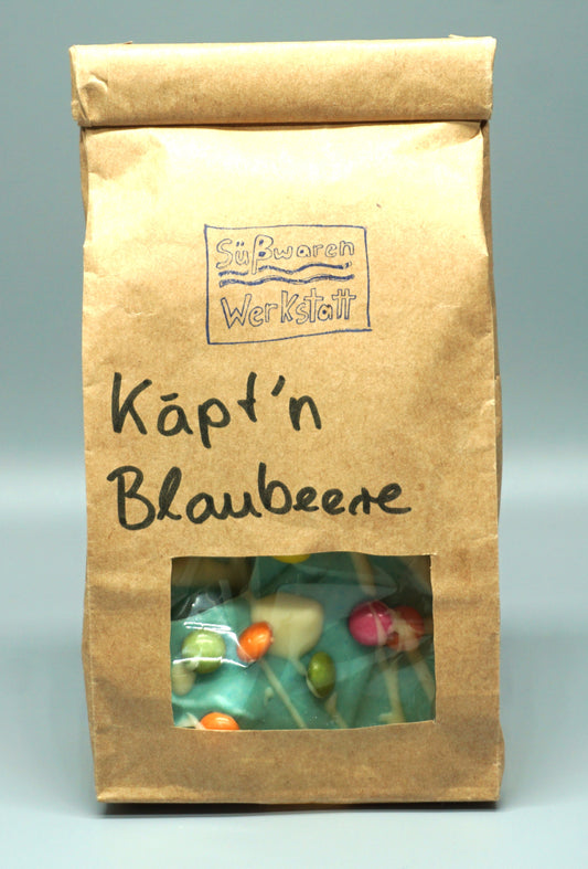 Käpt’n Blaubeere – Weiße Schokolade mit Blaubeergeschmack & Schokolinsen