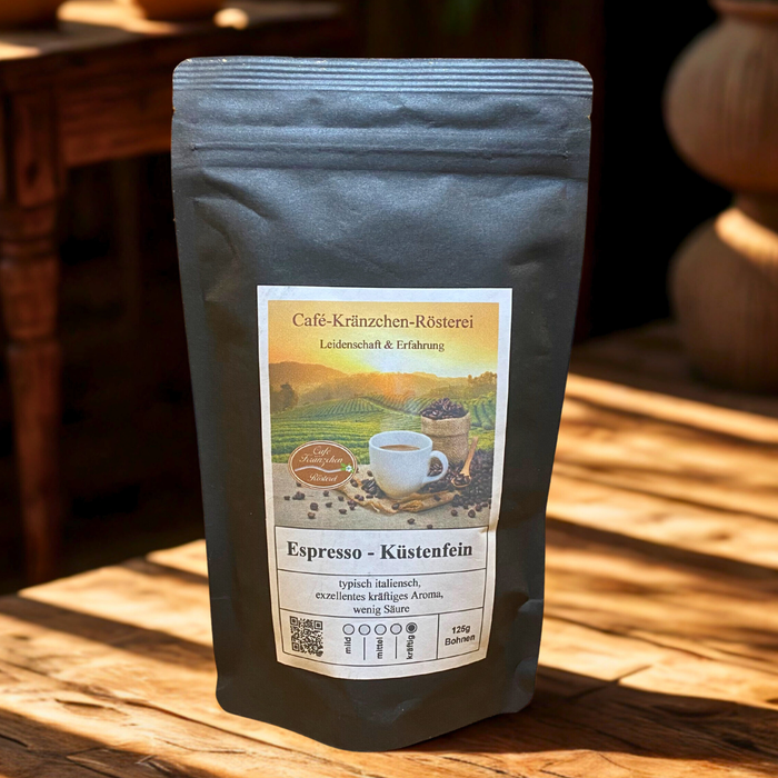 Röstkaffee Espresso Küstenfein ganze Bohne