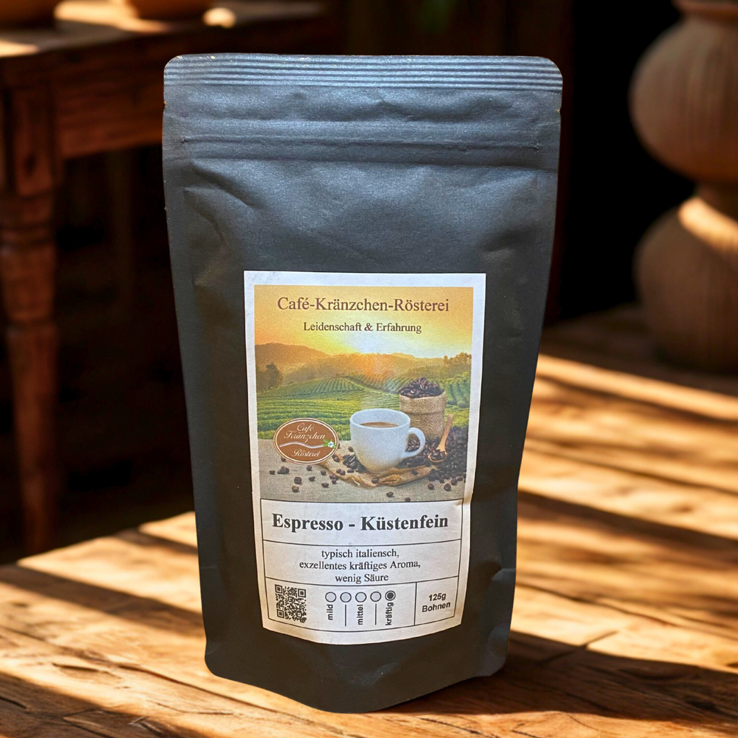 Röstkaffee Espresso Küstenfein ganze Bohne