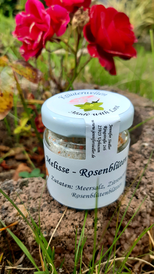 Gewürzsalz / Melisse-Rosenblüten (40g)