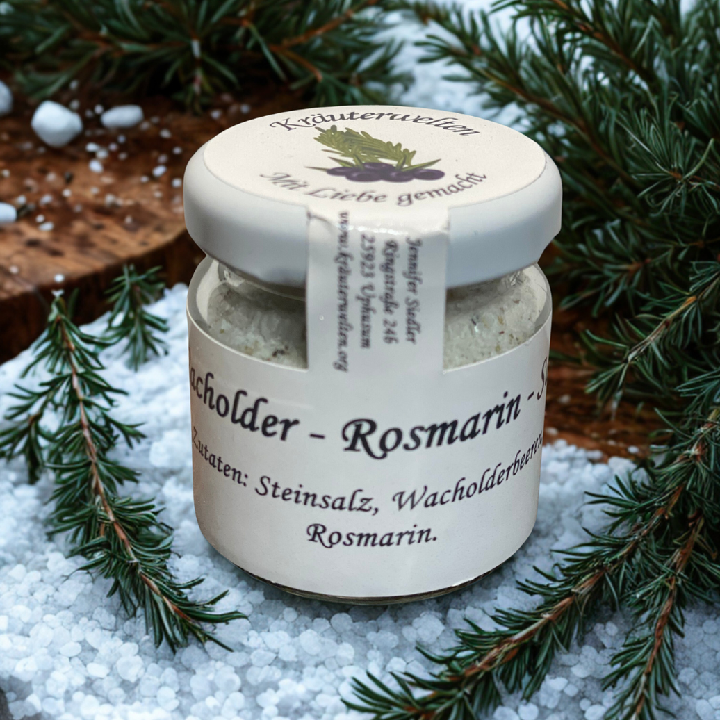 Salz mit Wacholderbeeren und Rosmarin