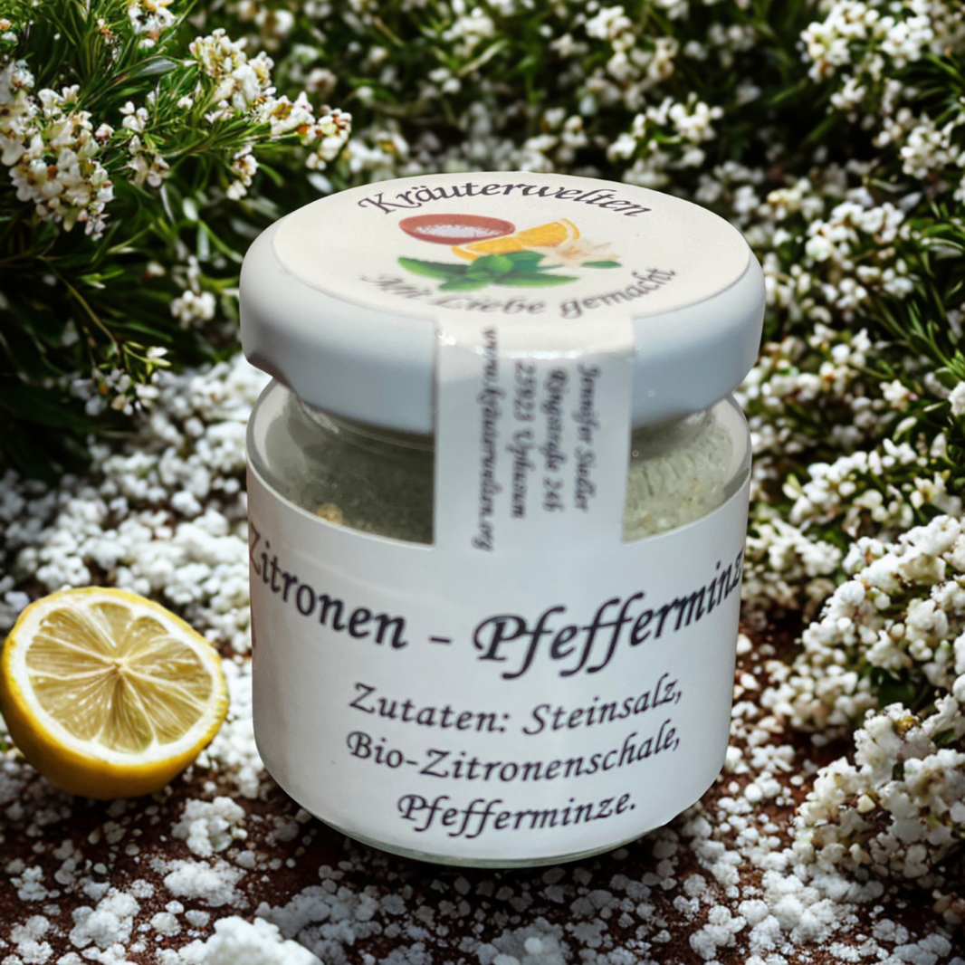 Salz mit Pfefferminze und Zitrone