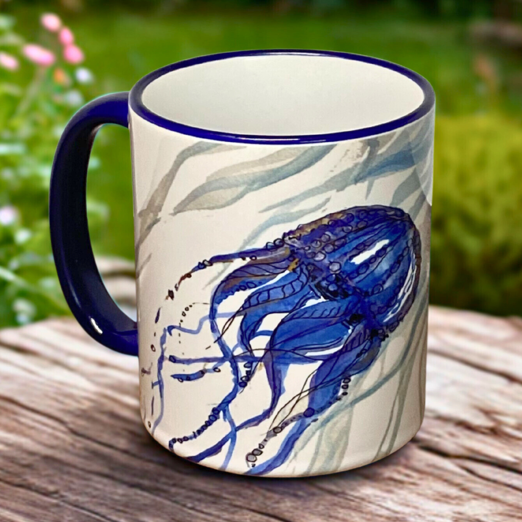 Künstlerischer Keramikbecher – echtes Aquarell