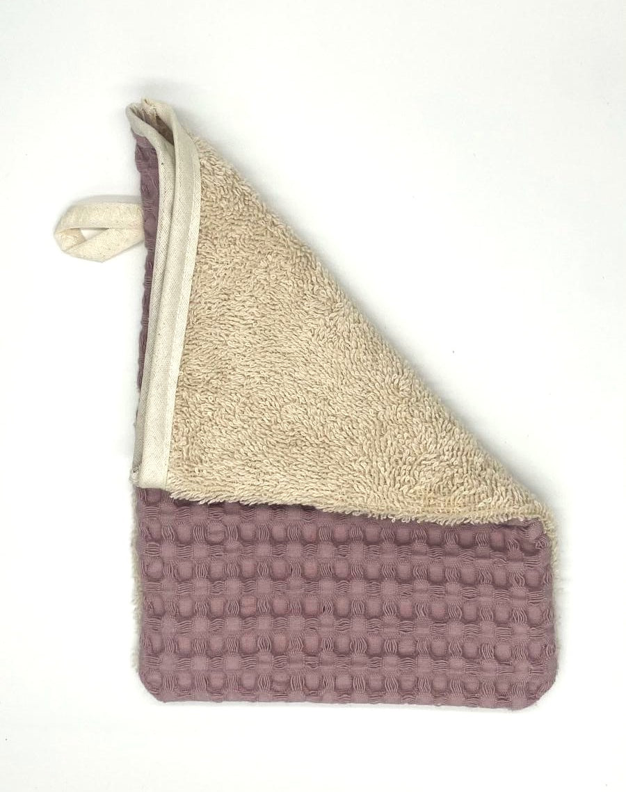 Waschhandschuh aus Frottee & Waffelpique