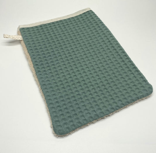 Waschhandschuh aus Frottee & Waffelpique